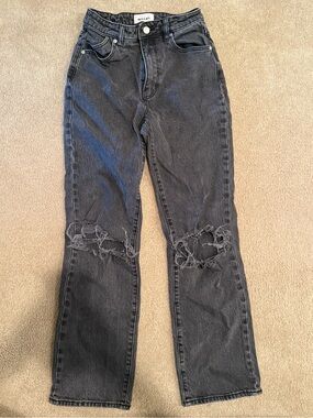 ROLLA'S Black Distressed High Rise Straight Leg Jeans size 26